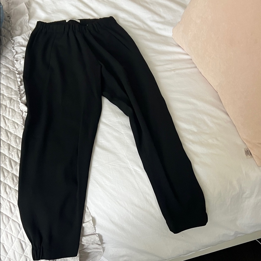 Aritzia Black Elastic Waist Tapered Pants